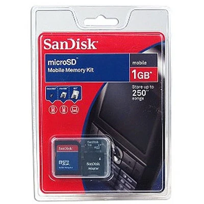 Retail NEW 1GB SanDisk Micro SD Memory Card with miniSD + SD Adapter - Image 1 of 2