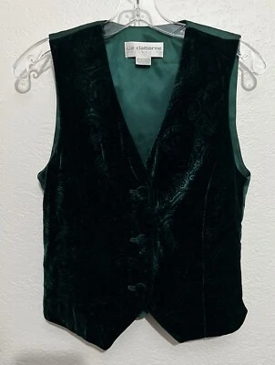 Chaleco vintage de terciopelo steampunk victoriano caprichoso cachemir verde talla 4 para mujer Foto 1 de 4