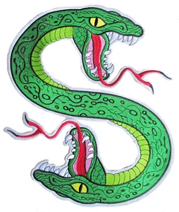 patche dorsal double serpent backpatche écusson grand dos grande taille vert - Picture 1 of 2