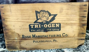 Vintage Primitive Rose Garden Spray Tri-ogen Wood wooden Crate Philadelphia PA - Picture 1 of 11