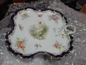 RZADKI - ROSENTHAL R.C. NACZYNIE/TALERZ Z UCHWYTEM MONBIJOU BAVARIA - DAMA, GOŁĘBIE I KWIATY - Zdjęcie 1 z 24