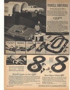 1965 Eldon Thrill Drivers, coche de choque, Strombecker doble cara Sears anuncio - Imagen 1 de 2