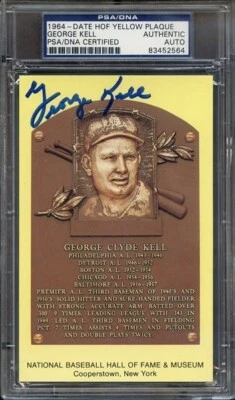 George Kell, Detroit Tigers —Hall of Fame Yellow Postcard Autograph — PSA/DNA - Image 1 of 4