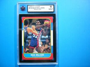 1986 1986/87 FLEER NBA BASKETBALL CARD #123 BUCK WILLIAMS ROOKIE KSA 9 MINT GL