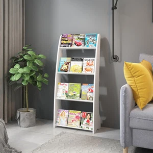 Estante de exhibición de libros de 4 niveles soporte para folletos literatura soporte para revistas de pie - Imagen 1 de 20