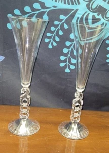 (2) VINTAGE Crystal Champagne Flutes Glasses Cristal D'Arques 2000 MillenniumY2K - Picture 1 of 7