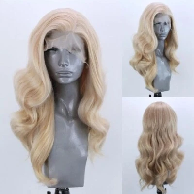 Long Wavy Blonde Synthetic Lace Front Wig for Women Gloden Blonde Drag Queen Wig Foto 1 de 4