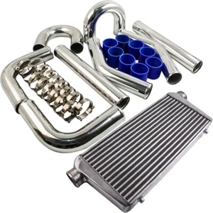 Silber Ladeluftkühler 600 x 300 x 76 mm Intercooler + 3" Ladeluftkühler Rohrsatz - Picture 1 of 11