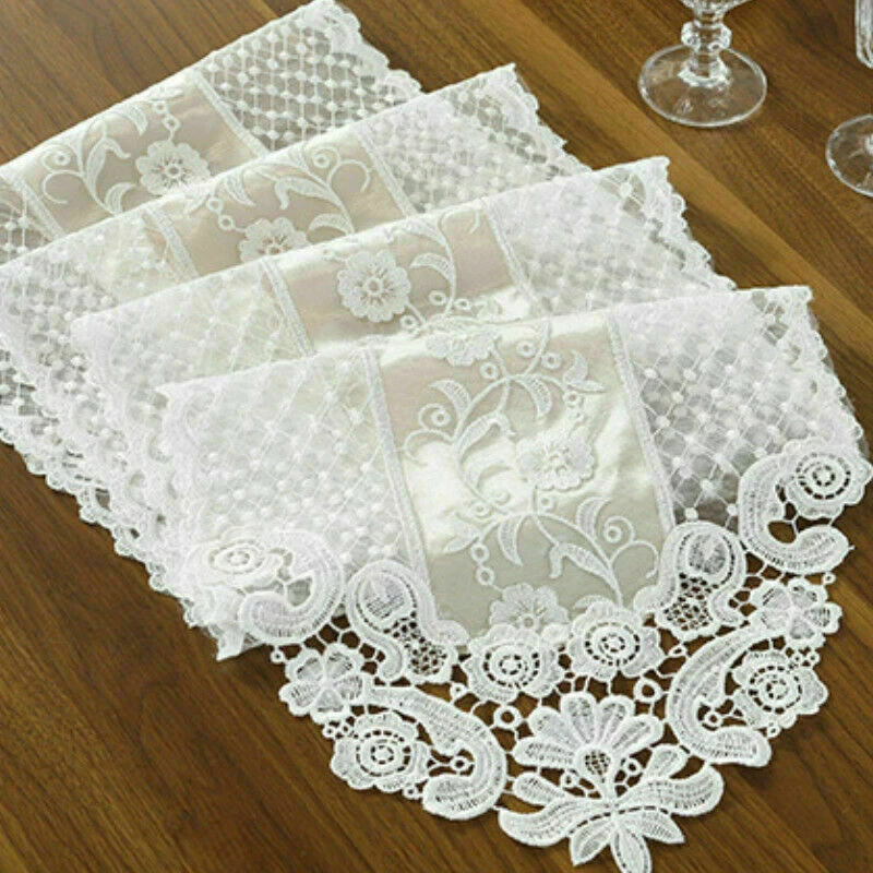 Embroidered Floral Lace Table Runners Wedding Venue Dinner Table Cover Decor New - Image 1 of 4