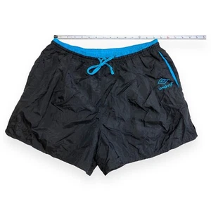 Umbro - 90s VTG - Sand Soccer Shorts - Adult Medium - Made In USA - Black / Blue - Picture 1 of 10