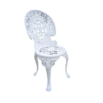 Stuhl Gartenstuhl Gusseisen Balkonstuhl Retro Gartenmöbel Rund 85 cm Weiß - Bild 1 von 4