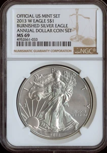 2013-W Silver Eagle Burnished NGC MS69 Annual Dollar Auction - Picture 1 of 2