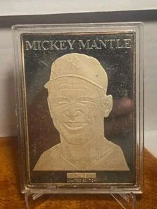 Mickey Mantle New York NY Yankees MLB Baseball 3.5oz 999 Silver Bar 1995 Rare - Picture 1 of 8