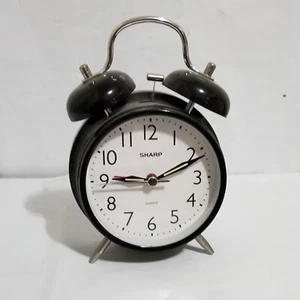 Sharp Twin Bell Quartz Analog Alarm Clock, Black - Picture 1 of 2