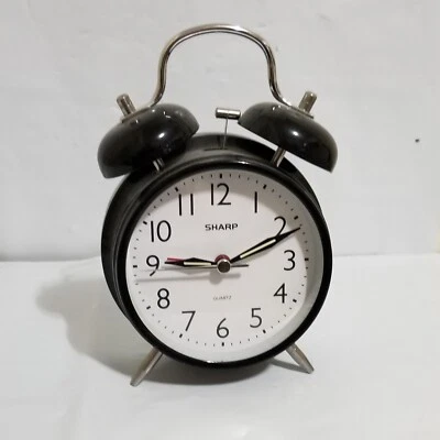 Sharp Twin Bell Quartz Analog Alarm Clock, Black - Image 1 of 2