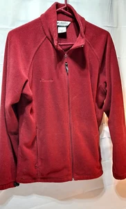 Columbia Women’s Fleece Jacket Full Zip Red Adult Size L Pockets - Picture 1 of 5