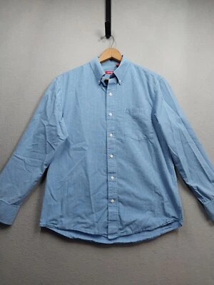 IZOD Mens Blue & White Long Sleeve Button Down Shirt Mens Medium 100% Cotton - Imagem 1 de 4