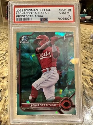 LEONARDO BALCAZAR 2022 Bowman Chrome Sapphire Aqua RC /99 PSA 10 - Image 1 of 3