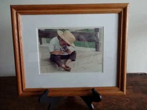 BILL COLEMAN AMISH BOY Custom FRAMED Colored PHOTOGRAPH THE SCHOLAR II #466 - Picture 1 of 5