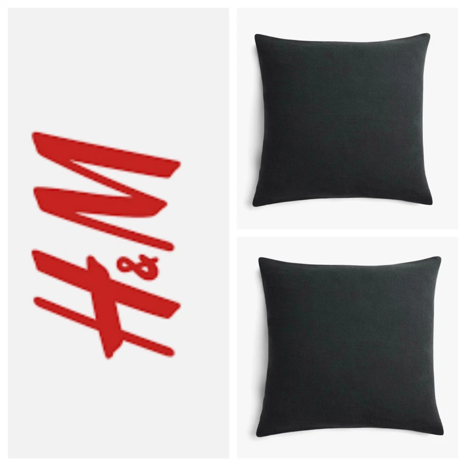 Juego de 2 fundas de almohada cuadradas gris carbón H&M 100 % algodón orgánico 20”x20” nuevo con etiquetas Foto 1 de 4