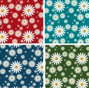 Polycotton Fabric Daisy Floral Flowers Daisies Craft Costume Metre Kids Material - Picture 1 of 5