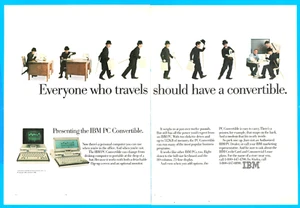 1986 IBM pc convertible computer vintage print ad Charlie Chaplin 2 page ad - Picture 1 of 6