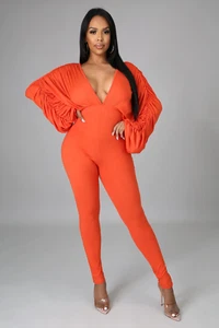 Orange Posey Long Sleeves V-Neck Self Tie Jumper .. Size SMALL. - Picture 1 of 3