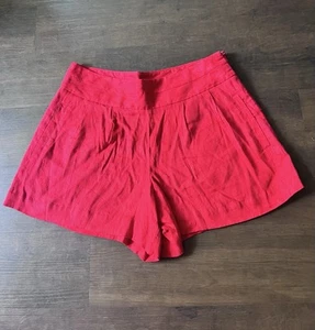 Worthington Shorts Sz 12 Red Color Women’s Design Flat Front High Rise Pockets - Picture 1 of 6