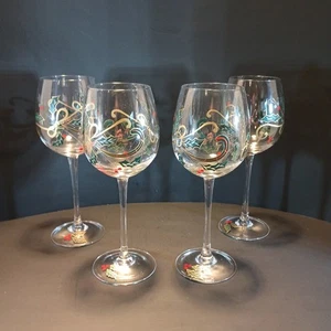 Lenox Holiday Spirit 4 Weingläser Kelche Stechpalme Beere 9,25" - Bild 1 von 11