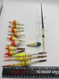 13 Bobber Assortment Lot Vintage Antique Japan Porcupine Quil Practice Rubber - Picture 1 of 13