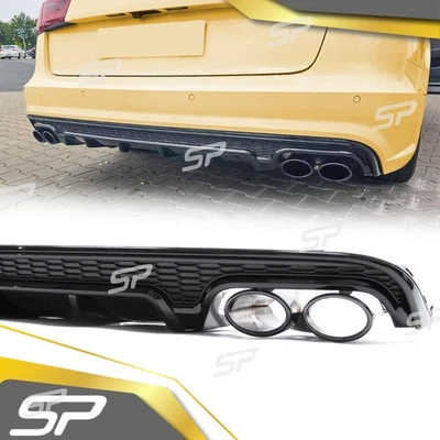 Difusor trasero + embellecedores de escape negro para AUDI A6 C7 4G Limo Avant S Line 15-18 - Imagen 1 de 4