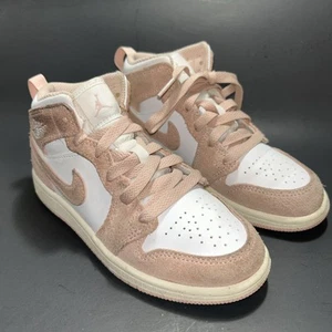 Nike Air Jordan 1 Mid Shoes White Legend Pink Little Kids Size 13C FN7493-161 - Picture 1 of 17