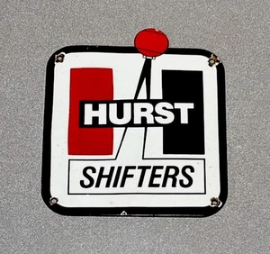 VINTAGE HURST SHIFTERS PORCELAIN SIGN GAS OIL CAR TRUCK MOTORCYCLE - Picture 1 of 2