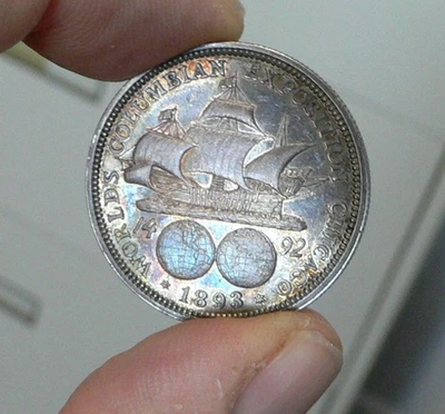 1893 Half Dollar Columbian Commem. AU Lovely toned color with Prooflike fields! - Image 1 of 2