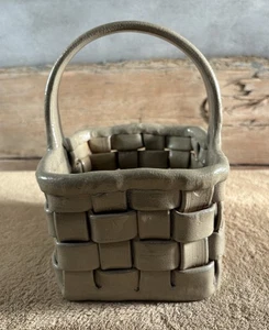 Handmade Unique Ceramic Art Pottery Basket Woven Square Signed 1994 - Picture 1 of 10