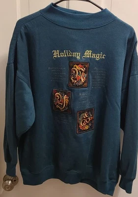 Suéter mágico navideño vintage NY & CO talla S verde esmeralda manga larga Foto 1 de 4