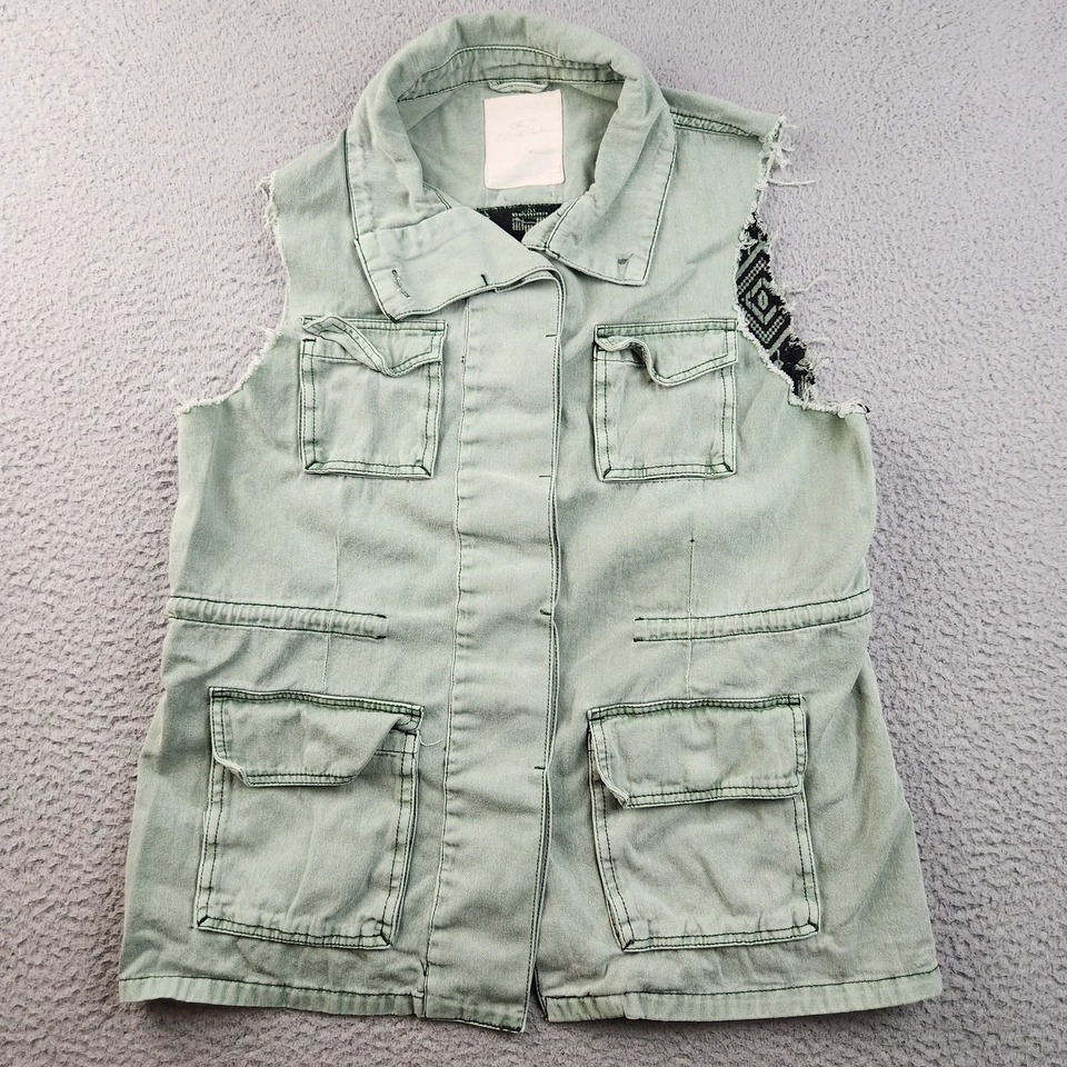 Chaleco O'Neill Mujer Mediano Utilitario Carga Distress Boho Azteca Tareas Chaqueta Camisa Foto 1 de 4