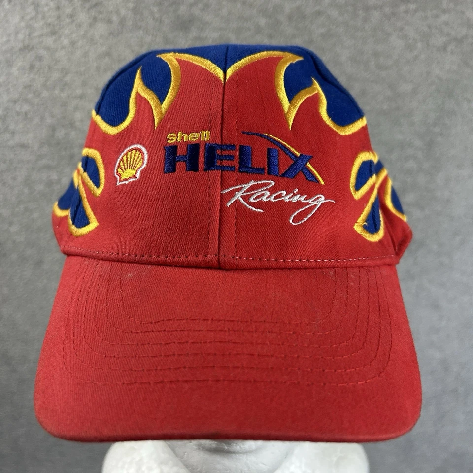 Vintage Ford Shell Helix Racing Hat Mens Cap Blue Flame Print Embroidered - Image 1 of 4