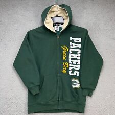 Green Bay Packers Sweater Youth Large Green Full Zip Sherpa Lined Hood