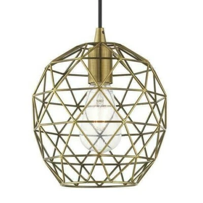 Pantalla geométrica Livex Lighting - Mini colgante de una luz de 8", pantalla de latón antiguo Foto 1 de 4