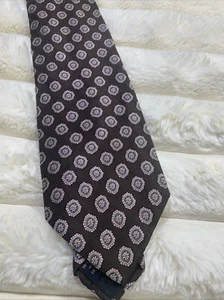 Brooks Brothers Makers Necktie Men Brown 100% Silk Geometric Dots Luxury Tie - Picture 1 of 6