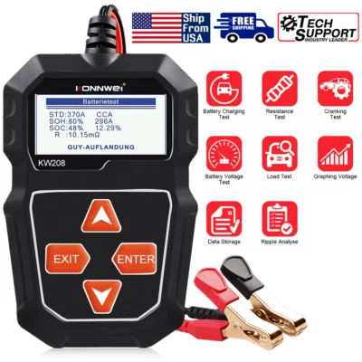 KONNWEI KW208 Car Battery Tester 12V Load Tester Charging Cranking Analyzer  - Image 1 of 4