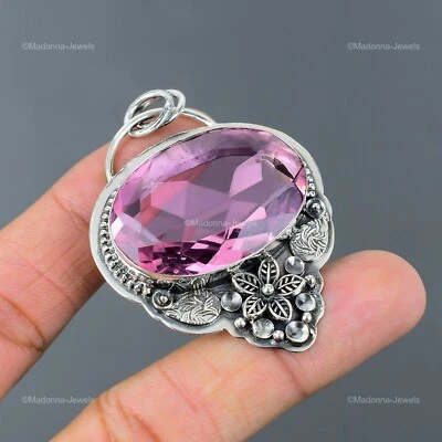 Oferta del día de la mujer 925 plata rosa piedra kuncita aniversario flor colgante joyería Foto 1 de 4