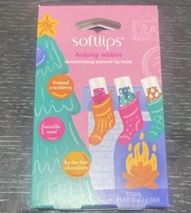 3-pack Softlips Holiday Edition Moisturizing Natural Lip Balm in Gift Box - Picture 1 of 1