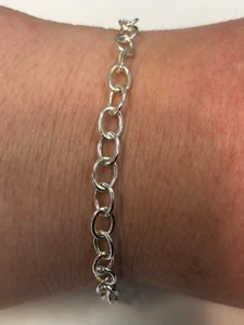 Solid IBB Sterling Silver 925 ITALY 5.4mm Open Link Bracelet 7" - Picture 1 of 4