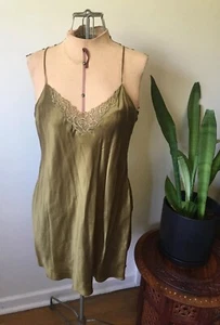 Silx By August Silk Olive Green Chemise, S - Picture 1 of 6
