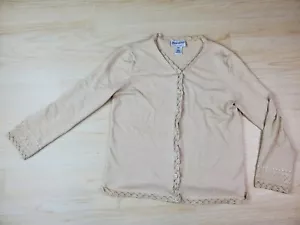 Vintage Pendleton Silk & Linen Blend Beige Womens Cardigan Granny Crochet Size M - Picture 1 of 11