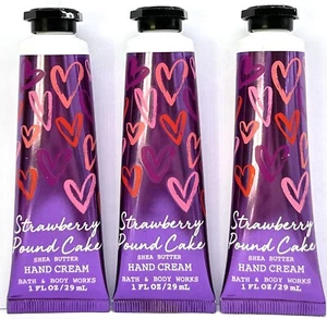 🌷3 x BATH BODY WORKS STRAWBERRY POUND CAKE Shea Butter Hand Cream 1 oz🌷 - Picture 1 of 1