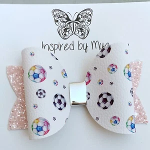 Hair Clip Girls Bow OR Baby Headband Hair Accessories Large Faux Leather Glitter - Picture 1 of 4