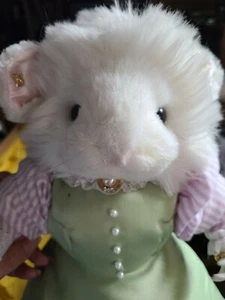 Vtg 1980s Mouse Edwardian Victorian Dress White Broach Porcelain Hands 14" Tall - Picture 1 of 7